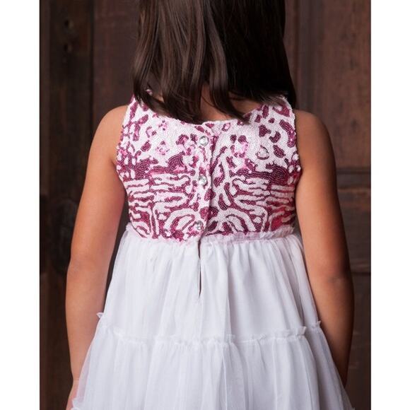 Binx Kids Girls Dress Sz 4T Pink White Zebra Print Sequins Fancy Dress NEW - Picture 3 of 7